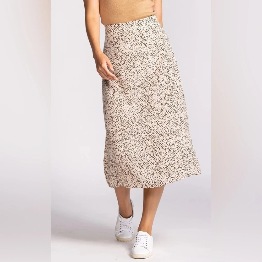 NWOT Pink Martini Polka Dot Spotted Skirt Cream and Brown M